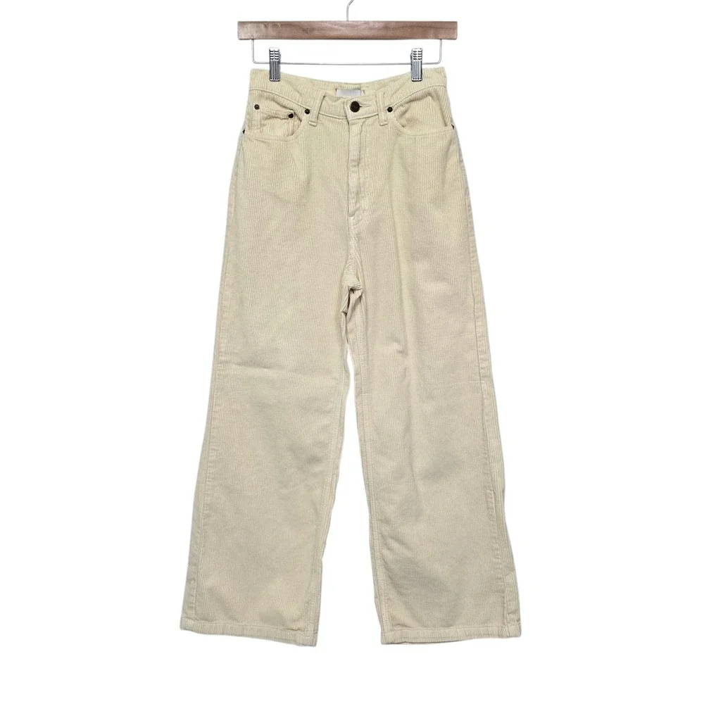BDG Urban Outfitters High‎ & Wide Leg Corduroy Pants Cream Size 27 Bohemian 70s